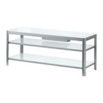 Ikea Gettorp TV meubel, wit glas met alluminium, Huis en Inrichting, Ophalen, Gebruikt, 100 tot 150 cm, Glas