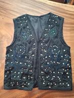Handgemaakt zwart Vintage gevoerd gilet met hangertjes, Handgemaakt, Ophalen of Verzenden, Zo goed als nieuw