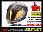 Motorhelm Scorpion EXO 1400 EVO Attune - Grijs-Rood, Motoren, Kleding | Motorhelmen, Info@huybersmotoren.nl, HM - Sale, NL, Integraalhelm