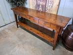 Klassieke  geleefde teakhouten sidetable, wandconsole, halta, Ophalen, Zo goed als nieuw, 25 tot 50 cm, Rechthoekig