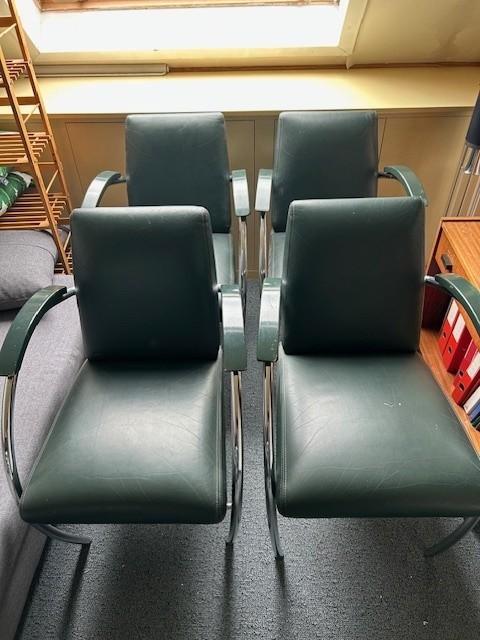 Gelderland fauteuil 5480 4x, Huis en Inrichting, Fauteuils, Gebruikt, Hout, Leer, Metaal, 50 tot 75 cm, 75 tot 100 cm, Ophalen