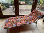 Vintage jaren 70 retro stretcher / ligbed, Tuin en Terras, Ophalen, Gebruikt, Metaal, Inklapbaar
