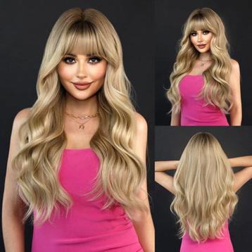 Pruik lang haar met losse slagen met pony model Lotte beschikbaar voor biedingen