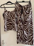 Luchtig setje tok en top bruin met print, Kleding | Dames, Ophalen of Verzenden, Zo goed als nieuw, Maat 38/40 (M)