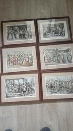 6 antieke plaatjes van 11e eeuws Nederland, Ophalen of Verzenden