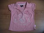 Villa Happ roze t-shirt met lichtroze opdruk van bloemen 110, Villa Happ, Gebruikt, Meisje, Ophalen of Verzenden