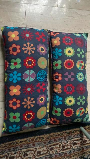Twee retro kussens vintage kleur bloem vrolijk design beschikbaar voor biedingen