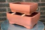 Bonsai schalen set van twee handgemaakt gemerkt aardewerk, Nieuw, Ophalen of Verzenden, Minder dan 25 cm, Aardewerk
