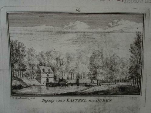 269 / kasteel van Buren Kopergravure uit 18e eeuw, Antiek en Kunst, Kunst | Etsen en Gravures, Ophalen of Verzenden
