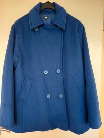 Blauwe wollen korte DAMES jas, maat XL 46 Herfstjas, winter beschikbaar voor biedingen