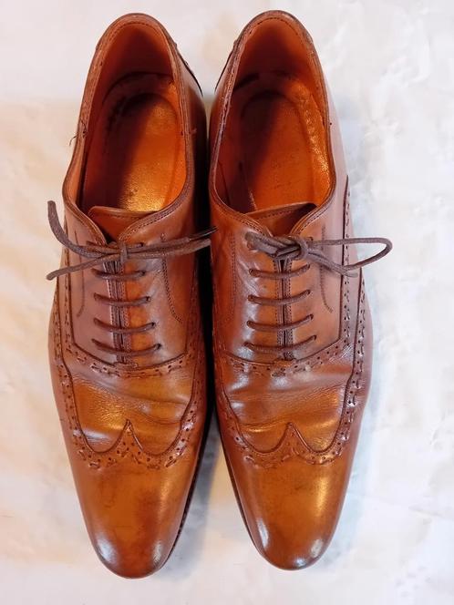 Santoni's,  veterschoen, leer, maat 8= maat 42., Kleding | Heren, Schoenen, Zo goed als nieuw, Veterschoenen, Bruin, Verzenden