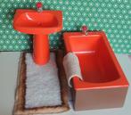 Poppenhuis Bodo Hennig badkamer vintage oranje bruin 70s, Verzamelen, Poppenhuizen en Toebehoren, Ophalen of Verzenden, Gebruikt