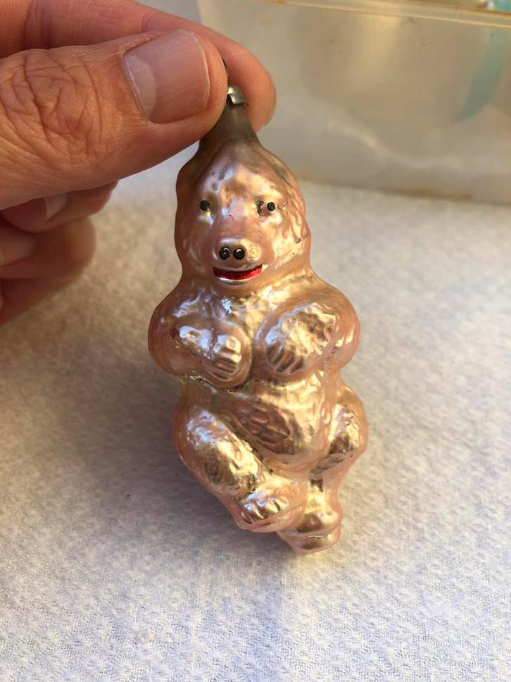 Antieke kerstbal beertje oude kerstversiering., Diversen, Kerst, Gebruikt, Ophalen of Verzenden