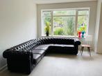 Chesterfield grote hoekbank, bruin leer, Huis en Inrichting, Ophalen, Zo goed als nieuw, Leer