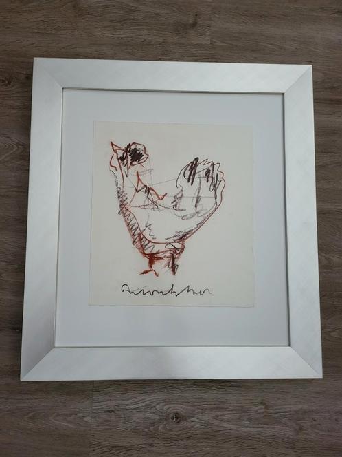 De kip krijttekening van Anton Heyboer inclusief mooie lijst, Antiek en Kunst, Kunst | Schilderijen | Abstract, Ophalen