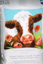 Cado vervaco borduurpakket kussen koe in klaprozenveld, Hobby en Vrije tijd, Borduren en Borduurmachines, Ophalen of Verzenden