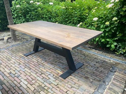 Eikenhouten Eettafel + Bank (binnen of veranda), Huis en Inrichting, Tafels | Eettafels, Zo goed als nieuw, 50 tot 100 cm, 150 tot 200 cm