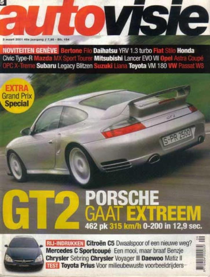 Autovisie 5 2001 : Porsche 911 GT2 - Toyota Prius 1.5 - Alfa, Boeken, Auto's | Folders en Tijdschriften, Gelezen, Algemeen, Ophalen of Verzenden