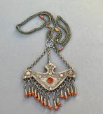 Antiek Etnisch Silver en Carneool Turkmenistan Ketting, Ophalen of Verzenden, Zilver, Ketting, Met edelsteen