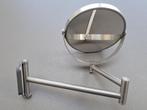 Roestvrijstalen verstelbare badkamerspiegel, Minder dan 50 cm, Rond, Ophalen of Verzenden, Zo goed als nieuw