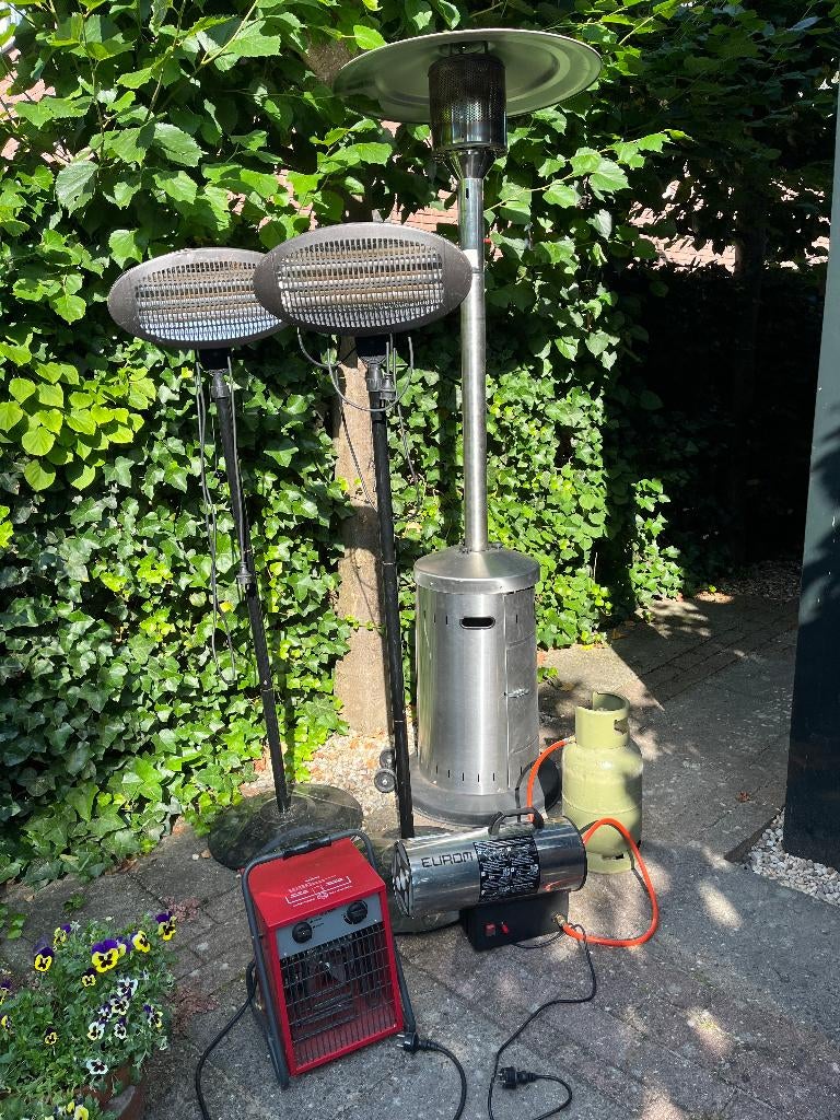 Verwarming gas/elektrisch kanon/heater te huur/huren/verhuur, Tuin en Terras, Terrasverwarmers, Elektrisch, Waterbestendig, Vloer