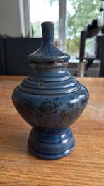 Vaas met deksel antiek look blauw, Ophalen of Verzenden