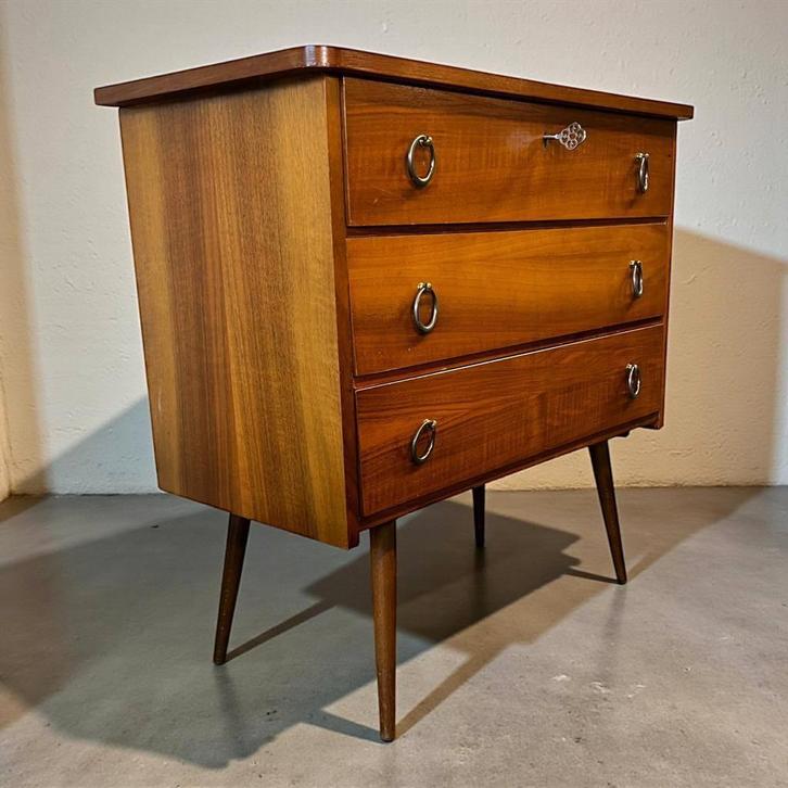 Vintage houten mini ladekast / commode, Kinderen en Baby's, Kinderkamer | Commodes en Kasten, Gebruikt, 90 tot 105 cm, 100 cm of meer