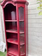 Rode boekenkast met glas, Huis en Inrichting, Kasten | Boekenkasten, Ophalen, Minder dan 50 cm, Gebruikt, Met lade(s)