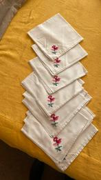 12 katoenen servetten geborduurd, Ophalen of Verzenden