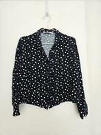 Zara - blouse navy met beige polkadot - maat S, Kleding | Dames, Tops, Zara, Zo goed als nieuw, Lange mouw, Maat 36 (S)