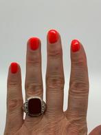 X681 Prachtige zilveren carneool ring maat 20, Ophalen of Verzenden, Zilver, Ring, Met edelsteen