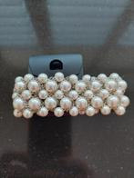 Stretch parelarmband met zilver nieuw, Sieraden, Tassen en Uiterlijk, Armbanden, Ophalen of Verzenden, Nieuw, Wit, Overige materialen