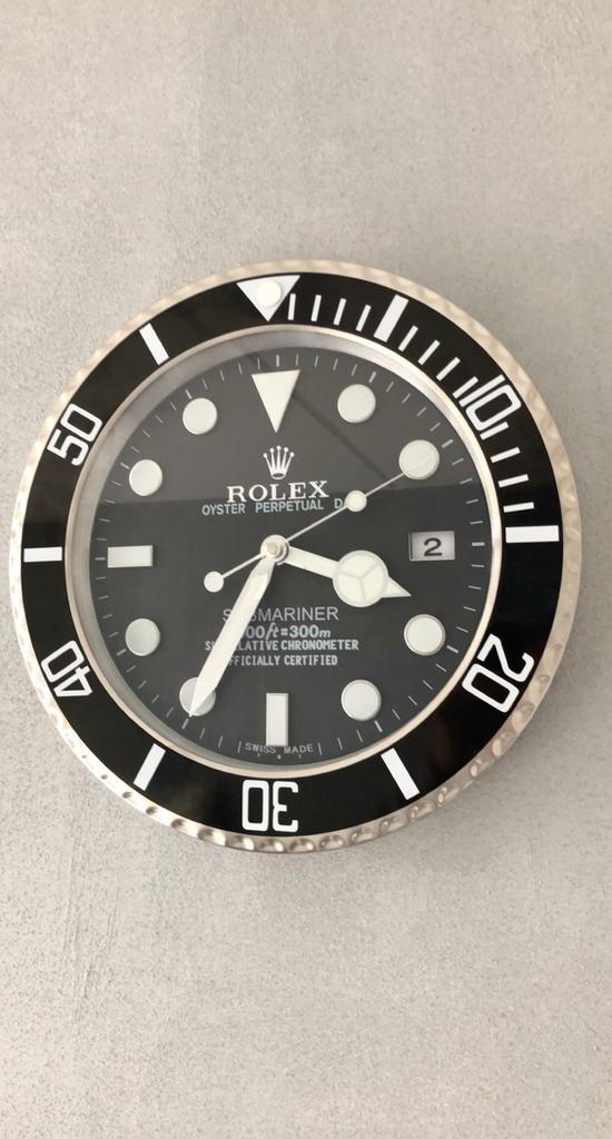 Rolex Submariner Zilver Wandklok / Klok !! NIEUW !!, Huis en Inrichting, Woonaccessoires | Klokken, Nieuw, Ophalen of Verzenden