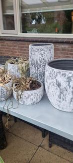 7 Bloempotten - Beton/Steen - Diverse Maten, Tuin en Terras, Bloembakken en Plantenbakken, Ophalen, Tuin, Gebruikt, Minder dan 30 cm