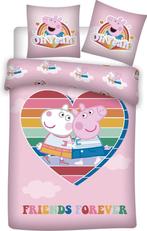 Kinderdekbedovertrek 140x200 Peppa Pig Friends forever, Dekbedovertrek, Nieuw, Roze, Verzenden