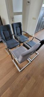 6 mooie eetkamerstoelen kleur grijs met rvs onderstel, Ophalen, Zo goed als nieuw, Grijs, Vijf, Zes of meer stoelen