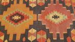 Antiek Kazak Oosterse kelim 310 x 130/Perzisch tapijt/Loper, Blauw, Www.simatapijten.nl, 150 tot 200 cm, 200 cm of meer