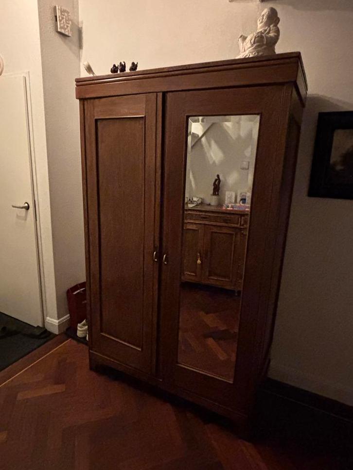 Antieke Linnenkast met Spiegeldeur - 190cm Hoog, Huis en Inrichting, Kasten | Kledingkasten, Gebruikt, 150 tot 200 cm, 100 tot 150 cm