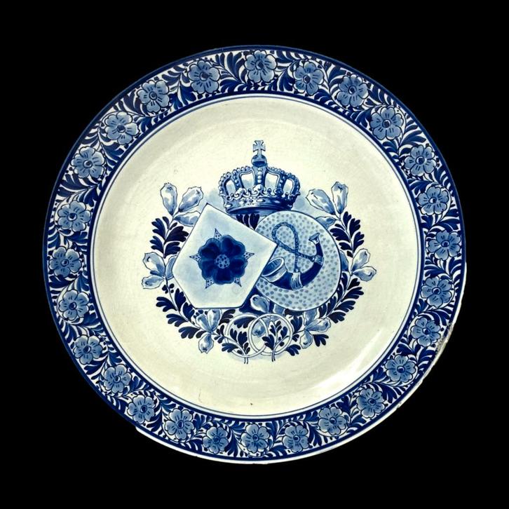 Wandbord De Porceleyne Fles - Huwelijk Juliana en Bernhard, Antiek en Kunst, Antiek | Wandborden en Tegels, Ophalen of Verzenden