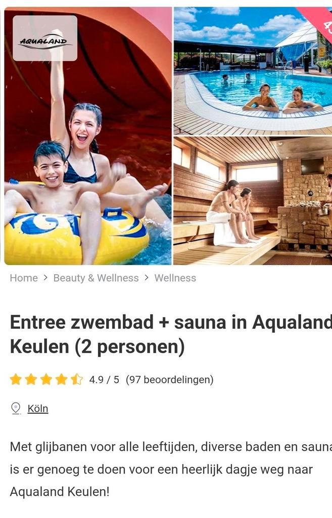 Aqaland zwembad, Tickets en Kaartjes, Recreatie | Pretparken en Attractieparken, Twee personen, Ticket of Toegangskaart