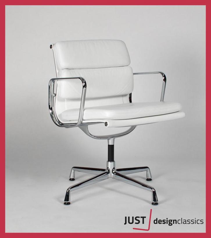 Vitra Eames ea 208 Sneeuw Leder Chroom (voorraad:4), Huis en Inrichting, Stoelen, Zo goed als nieuw