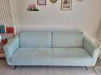 Prachtige Montel bank & fauteuil groenblauw, Huis en Inrichting, Driepersoons, 75 tot 100 cm, Zo goed als nieuw, Rechte bank