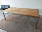 Robuuste houten tafel met metalen poten - 220x100cm, Huis en Inrichting, Tafels | Eettafels, Ophalen
