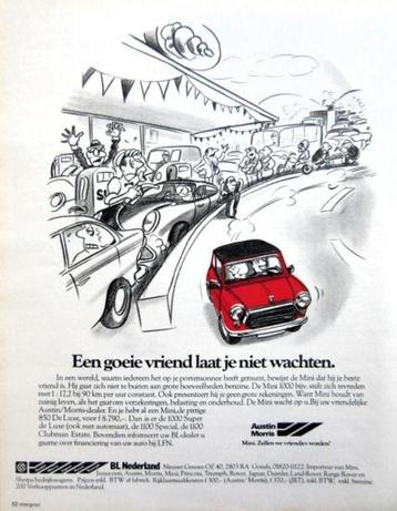 3 vintage advertenties reclames Austin Mini autos 80-81 auto beschikbaar voor biedingen
