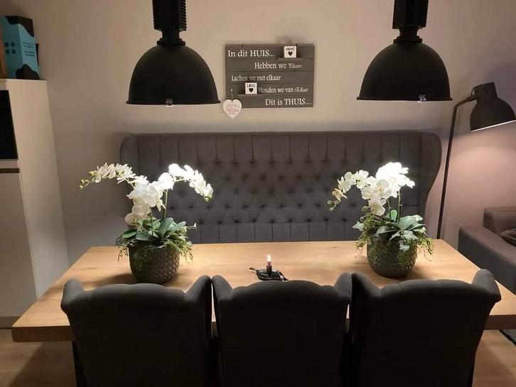 Grijze eetkamerbank TBLS 240cm - Zeer zware kwaliteit!, Huis en Inrichting, Tafels | Eettafels, Zo goed als nieuw, 200 cm of meer