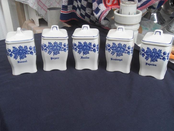 kruidenpotjes/ voorraadpotten porselein/ Delfts blauw, Antiek en Kunst, Antiek | Keukenbenodigdheden, Ophalen of Verzenden