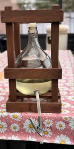 Glazen Dame Jeanne / Gistfles in Houten Houder met Kraan, Ophalen of Verzenden, Zo goed als nieuw