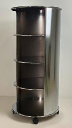 Space Age chromen ronde kast op wieltjes metalen display, Ophalen, ., Zo goed als nieuw, .