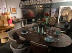 Tafel zwart echt marmen 130cm metalen poot bkeus, Ophalen, Rond, Nieuw, Vijf personen of meer