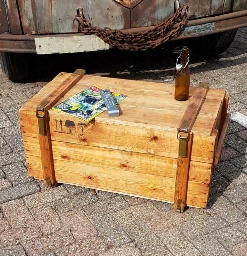 Authentiek, vintage, retro kist / legerkist, Huis en Inrichting, Woonaccessoires | Kisten, Gebruikt, Minder dan 50 cm, Minder dan 50 cm